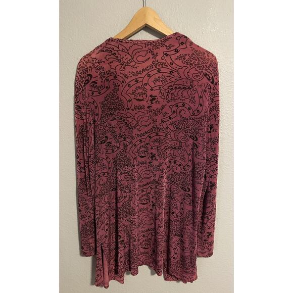Drapers & Damons Womens Cardigan Large Purple Paisley Slinky Open Whimsigoth Y2K - Picture 2 of 6